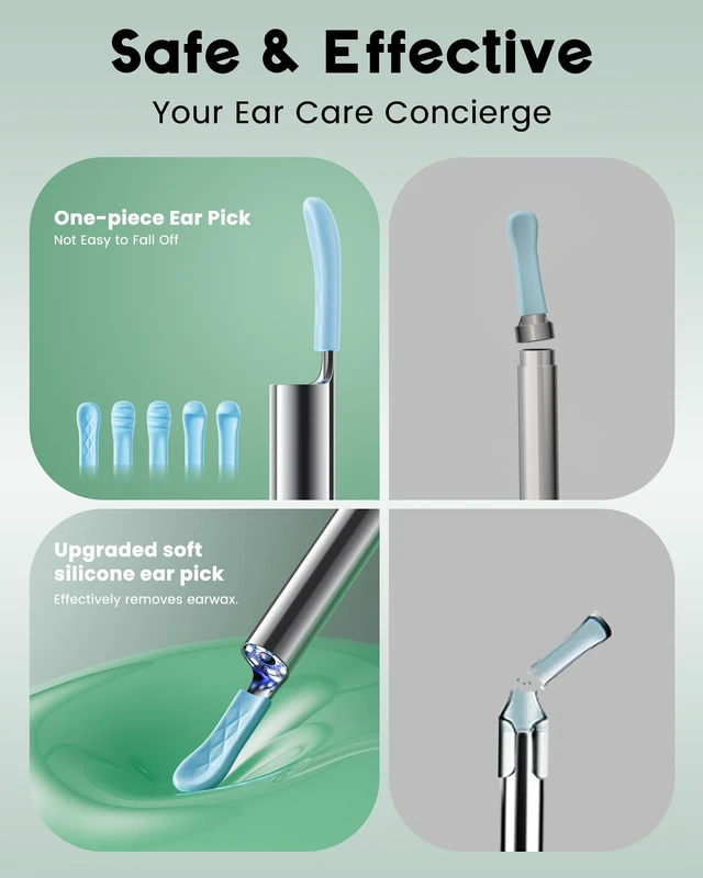 Alt view image 6 of 7 - Ear Wax Removal - Ear Cleaner with 1080P Camera - FSA&HSA Black | IP67 waterproof lens - 6 Soft silicone ear scoops for Home - HD visual with 6 LED - 7 Pcs ear set - WiFi for iOS & Android