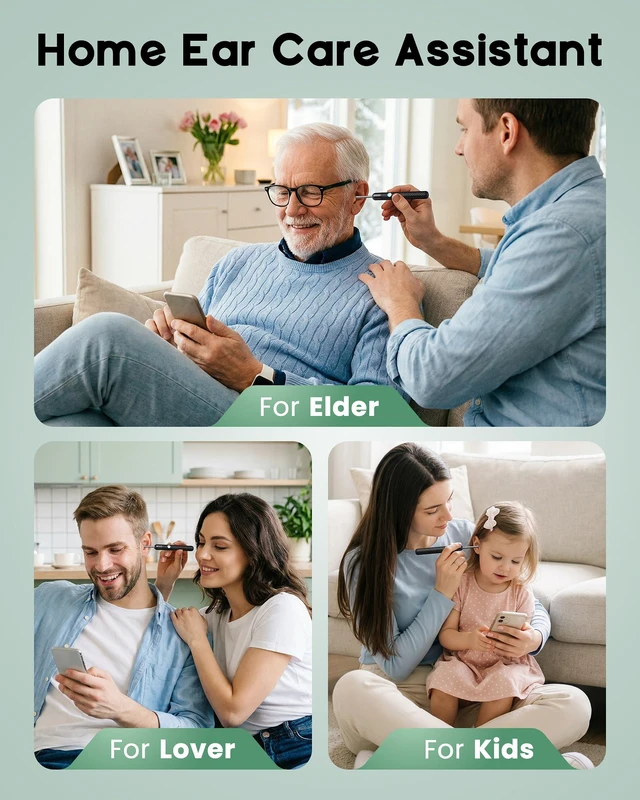 Alt view image 7 of 7 - Ear Wax Removal - Ear Cleaner with 1080P Camera - FSA&HSA Black | IP67 waterproof lens - 6 Soft silicone ear scoops for Home - HD visual with 6 LED - 7 Pcs ear set - WiFi for iOS & Android