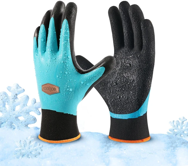 Main image of Waterproof Winter Freezer Gloves for Working Gardening Fishing Construction Worker, Double Coated Rubber for Warehouse Cold Refrigeration House, 1 Pair Medium Blue