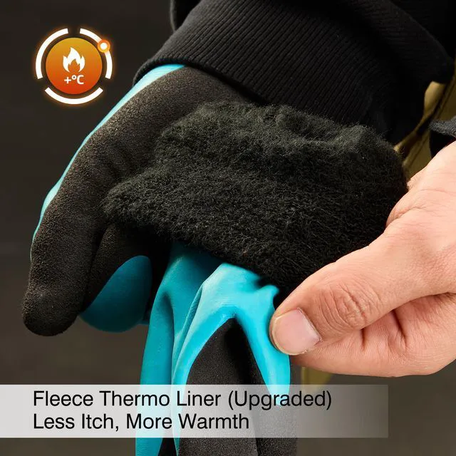 Alt view image 3 of 5 - Waterproof Winter Freezer Gloves for Working Gardening Fishing Construction Worker, Double Coated Rubber for Warehouse Cold Refrigeration House, 1 Pair Medium Blue