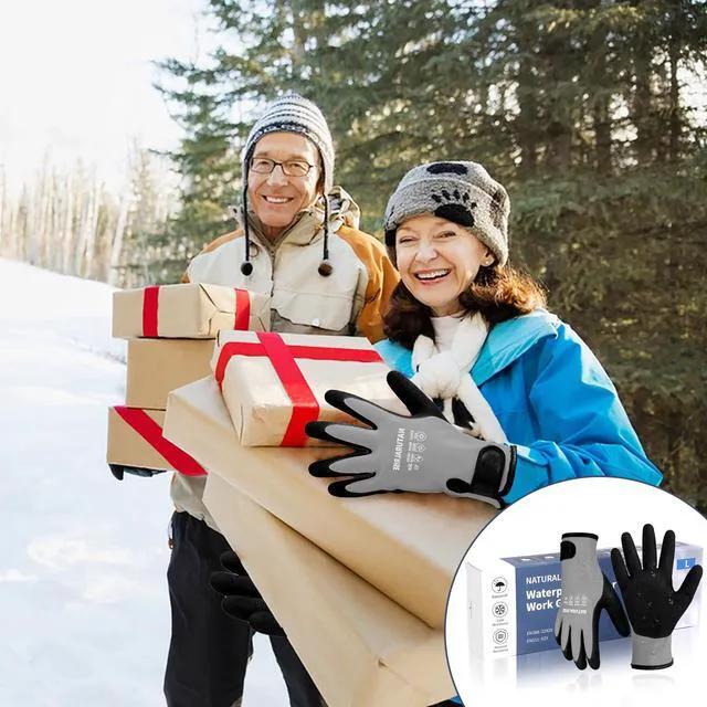 Alt view image 5 of 6 - 100% Waterproof Gloves for Men & Women,Winter Work Gloves for Cold Weather,Waterproof Work Gloves with Grip,Winter Freezer Gloves for Working,Gardening, Fishing, Construction Worker (Grey,Medium)