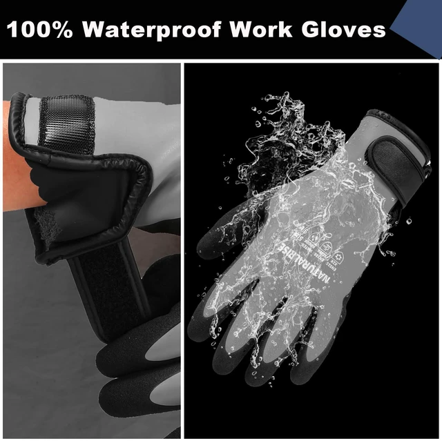 Alt view image 3 of 6 - 100% Waterproof Gloves for Men & Women,Winter Work Gloves for Cold Weather,Waterproof Work Gloves with Grip,Winter Freezer Gloves for Working,Gardening, Fishing, Construction Worker (Grey,Large)