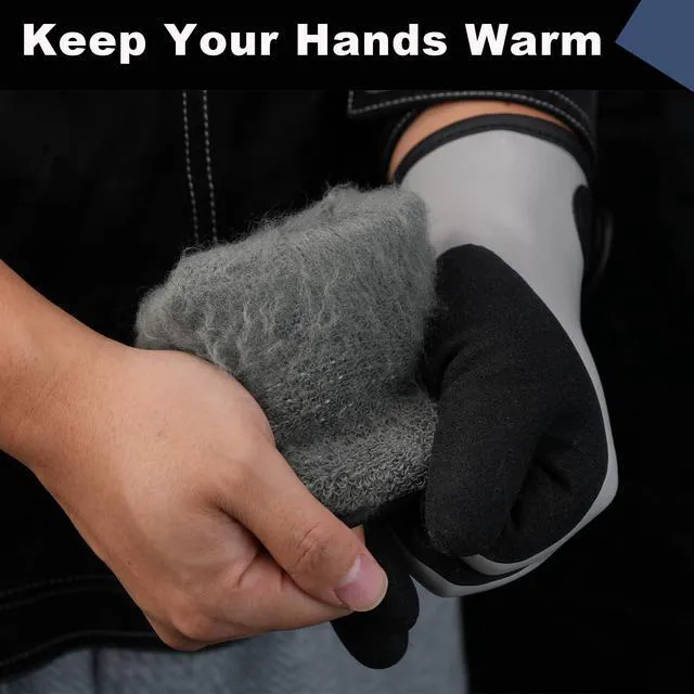 Alt view image 4 of 6 - 100% Waterproof Gloves for Men & Women,Winter Work Gloves for Cold Weather,Waterproof Work Gloves with Grip,Winter Freezer Gloves for Working,Gardening, Fishing, Construction Worker (Grey,Large)