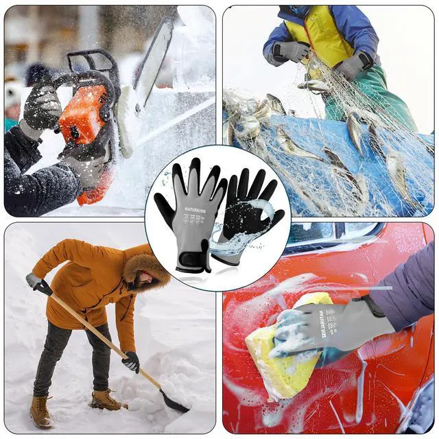 Alt view image 5 of 6 - 100% Waterproof Gloves for Men & Women,Winter Work Gloves for Cold Weather,Waterproof Work Gloves with Grip,Winter Freezer Gloves for Working,Gardening, Fishing, Construction Worker (Grey,Large)