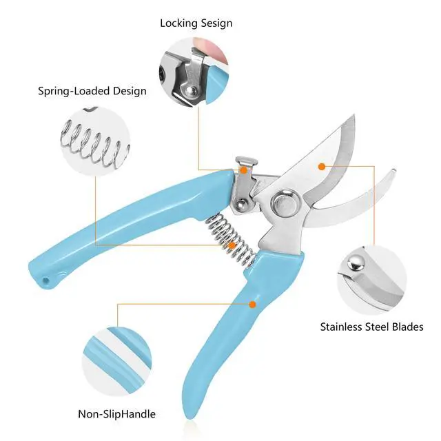 Alt view image 3 of 7 - Garden Scissors for Plant, Tip Pruning Shears for Cutting Flowers, Trimming Plants, Bonsai and Fruits Picking (Blue Bypass Blade Pruner)
