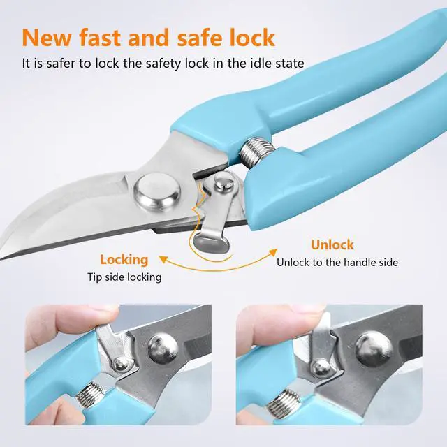 Alt view image 4 of 7 - Garden Scissors for Plant, Tip Pruning Shears for Cutting Flowers, Trimming Plants, Bonsai and Fruits Picking (Blue Bypass Blade Pruner)