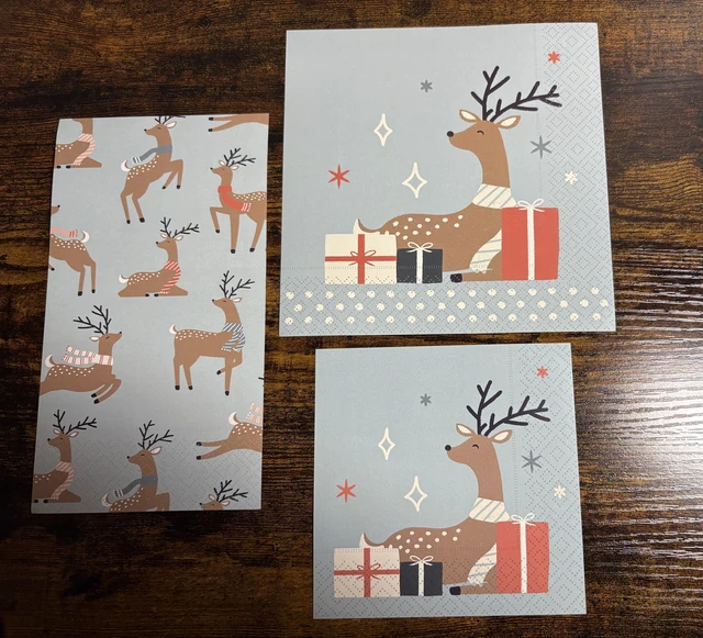 Alt view image 2 of 3 - Range Dinner Napkins Disposable 3-Ply Paper Guest Hand Towels, 8.5" x 4.5", Dancing Deer Allover, 16-Count
