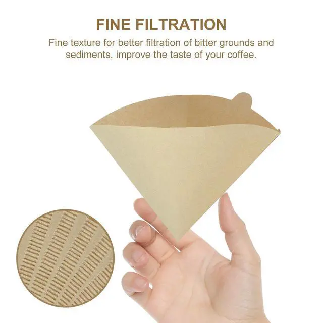 Alt view image 7 of 7 - Coffee Filters, Unbleached Disposable Paper Cone Filter, Size 02, for Pour Over and Drip Coffee Maker (2-4 Cup) (40)