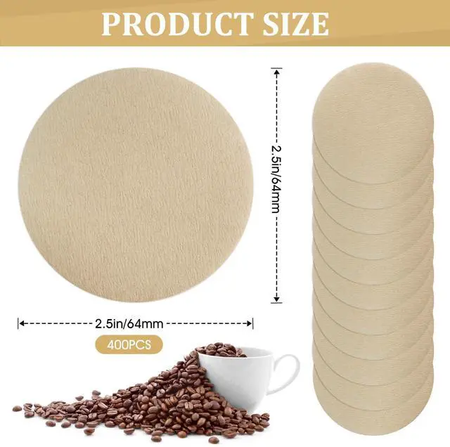 Alt view image 3 of 7 - 400 Pack Of Natural, Unbleached Disposable Coffee Filter Discs | Designed for Percolator Coffee Makers2.5-Inch Ideal for Use At Home, Office, Or Camping.