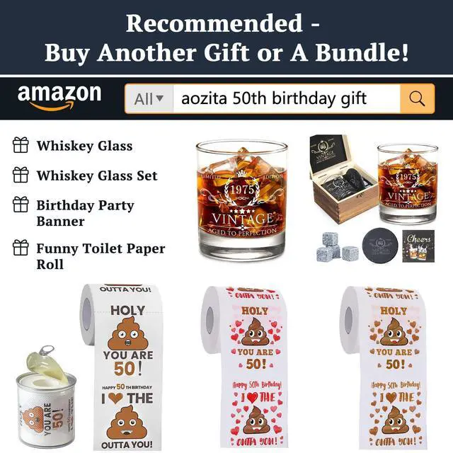 Alt view image 2 of 7 - 50th Birthday Gifts for Men Him Women Her Toilet Roll Paper | Can-shaped Package, Unique, Funny - 50th Birthday Decorations, Party Favors - 50 Years Old Gift Ideas for Family, Friends
