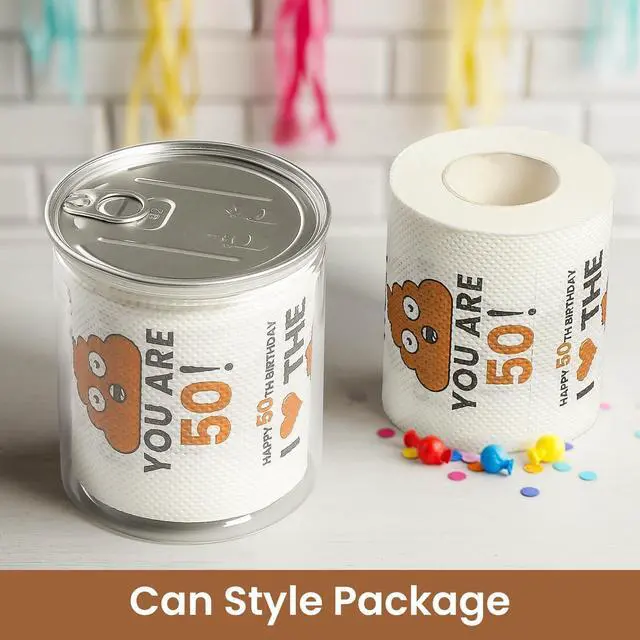 Alt view image 3 of 7 - 50th Birthday Gifts for Men Him Women Her Toilet Roll Paper | Can-shaped Package, Unique, Funny - 50th Birthday Decorations, Party Favors - 50 Years Old Gift Ideas for Family, Friends