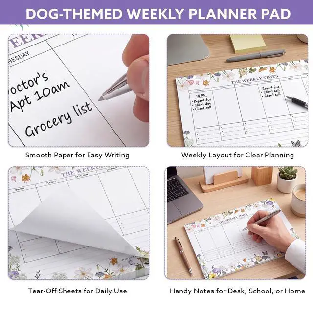 Alt view image 3 of 7 - 60 Sheets Weekly Planner Notepad, Tear-Off Weekly Pad, 7 x 10in | Floral Theme, Thick Smooth Paper, Easy Tear-Off Pages, Glue Bound, Weekly Schedule And To-Do List, Home School Office Use