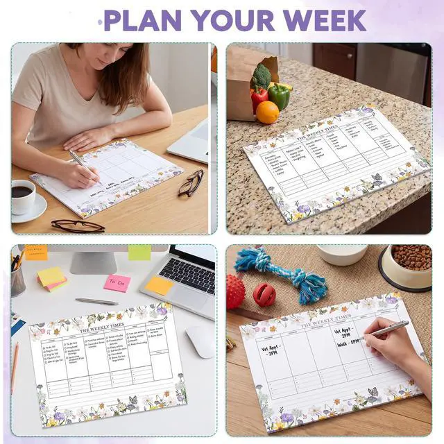 Alt view image 7 of 7 - 60 Sheets Weekly Planner Notepad, Tear-Off Weekly Pad, 7 x 10in | Floral Theme, Thick Smooth Paper, Easy Tear-Off Pages, Glue Bound, Weekly Schedule And To-Do List, Home School Office Use