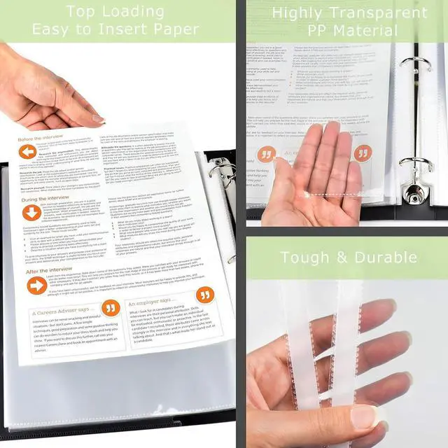 Alt view image 2 of 6 - 50 Pack Clear Sheet Protectors for 3 Ring Binder, 8.5 x 11, Reinforced | Office Werks Page Protectors, Acid-Free Polypropylene Plastic Sleeves, PVC-Free, Archival Safe, Letter Size, Top Loading