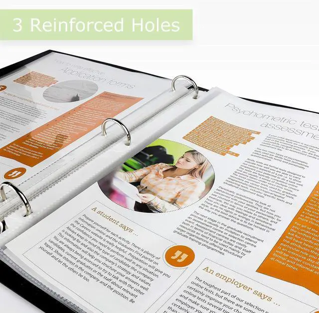 Alt view image 3 of 6 - 50 Pack Clear Sheet Protectors for 3 Ring Binder, 8.5 x 11, Reinforced | Office Werks Page Protectors, Acid-Free Polypropylene Plastic Sleeves, PVC-Free, Archival Safe, Letter Size, Top Loading