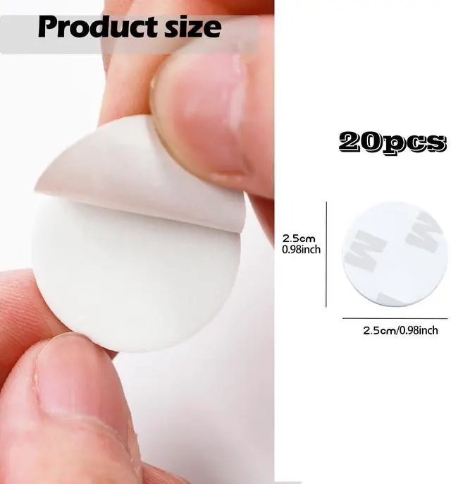 Alt view image 2 of 5 - Double Sided Adhesive Pads,Round Sticky Pads Heavy Duty,Strong Mounting Tape,Pre-Cut Foam Pads, Waterproof for Walls Picture, Car, Home, Office (2 x 25mm)