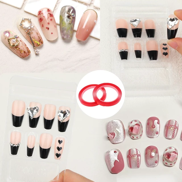 Alt view image 6 of 7 - Aeaocvo 2 Rolls Nail Art Tape, 98FT Double Sided Tape Nails, Waterproof Removable Traceless Clear Mounting Tape, Press on Nail Supplies for Nail Tips Colors Designs Showcase