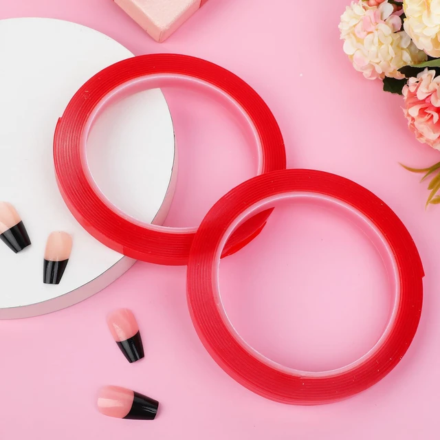 Alt view image 5 of 7 - Aeaocvo 2 Rolls Nail Art Tape, 98FT Double Sided Tape Nails, Waterproof Removable Traceless Clear Mounting Tape, Press on Nail Supplies for Nail Tips Colors Designs Showcase