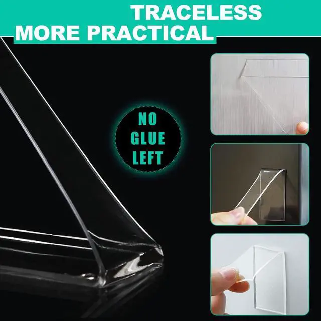 Alt view image 3 of 7 - Double Sided Tape Heavy Duty,Clear 1.18 inch × 196 inch Nano Tape, Removable mounting Tape for Hanging Picture,Poster