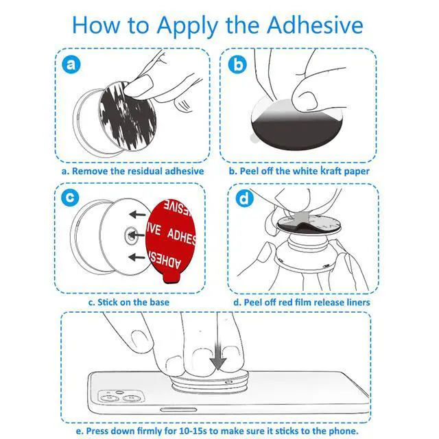 Alt view image 3 of 7 - 9 Pack Sticky Adhesive Compatible with Socket Base, Double-Sided Replacement Tape for Collapsible Grip & Stand Back - 9pcs 1.4 inches(35mm) Adhesive Tapes