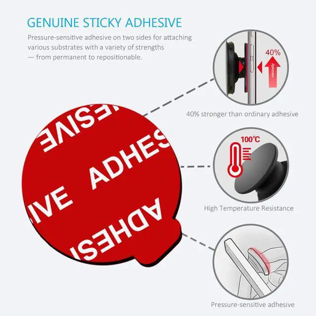 Alt view image 4 of 7 - 9 Pack Sticky Adhesive Compatible with Socket Base, Double-Sided Replacement Tape for Collapsible Grip & Stand Back - 9pcs 1.4 inches(35mm) Adhesive Tapes