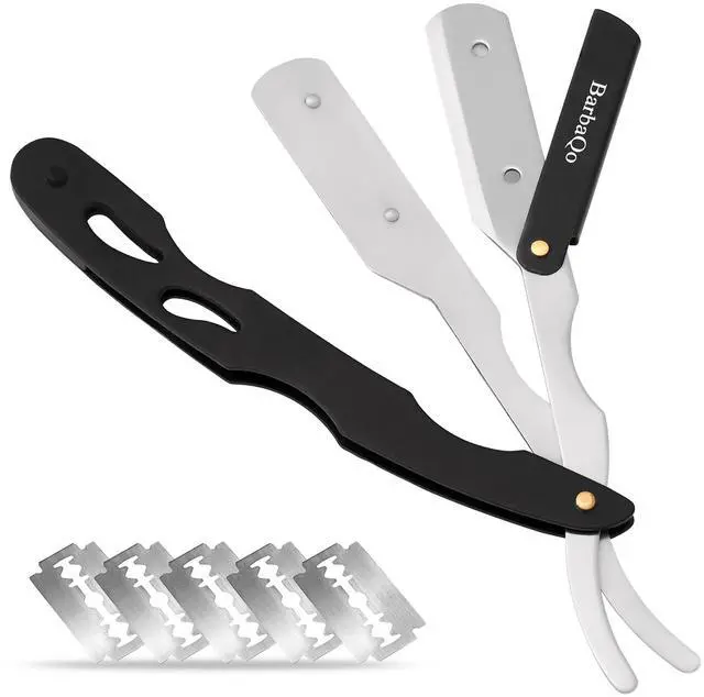 Alt view image 3 of 7 - Straight Razor - Straight Razors for Men, Professional Barber Razor with 20 Sinlge Blades, 100% Stainless Steel Straight Razor for Close Shaving