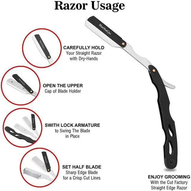 Alt view image 6 of 7 - Straight Razor - Straight Razors for Men, Professional Barber Razor with 20 Sinlge Blades, 100% Stainless Steel Straight Razor for Close Shaving