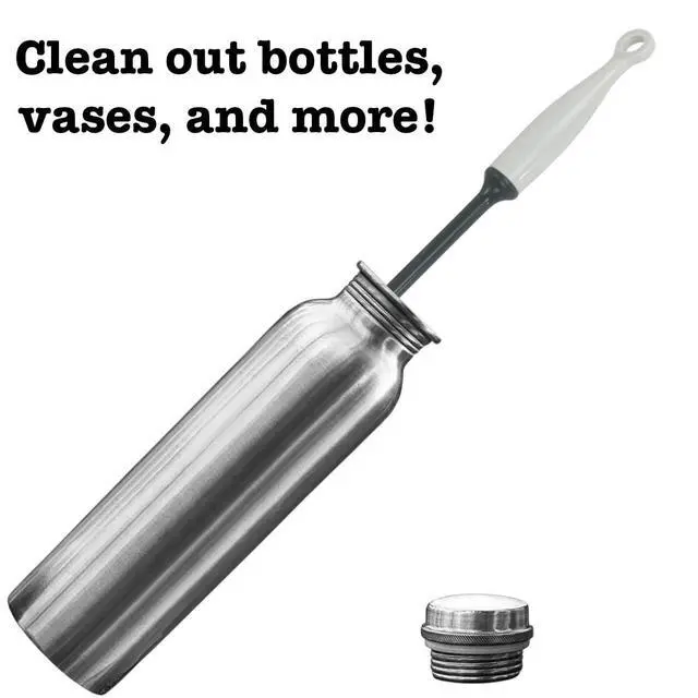 Alt view image 3 of 7 - 2-Pack Silicone Bottle Brush 12" Gray Flexible Non-Scratch Cleaner
