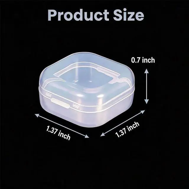 Alt view image 2 of 7 - 8 Pcs Mini Clear Plastic Storage Containers with Lids - 1.37 x 1.37 x 0.7 Inch Small Organizer Boxes for Beads, Jewelry, Crafts, Travel & Small Parts Storage