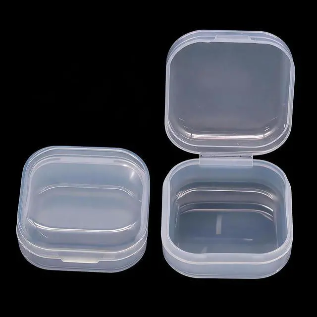 Alt view image 3 of 7 - 8 Pcs Mini Clear Plastic Storage Containers with Lids - 1.37 x 1.37 x 0.7 Inch Small Organizer Boxes for Beads, Jewelry, Crafts, Travel & Small Parts Storage