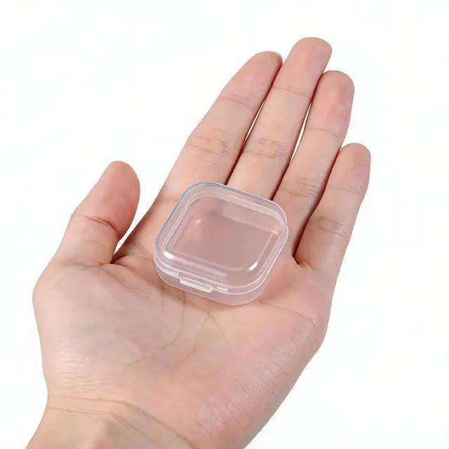 Alt view image 4 of 7 - 8 Pcs Mini Clear Plastic Storage Containers with Lids - 1.37 x 1.37 x 0.7 Inch Small Organizer Boxes for Beads, Jewelry, Crafts, Travel & Small Parts Storage