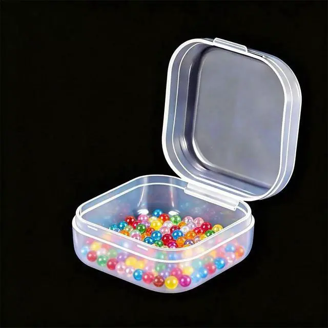 Alt view image 5 of 7 - 8 Pcs Mini Clear Plastic Storage Containers with Lids - 1.37 x 1.37 x 0.7 Inch Small Organizer Boxes for Beads, Jewelry, Crafts, Travel & Small Parts Storage