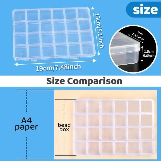 Alt view image 2 of 6 - 24 Grids Bead Organizer, Craft Organizers and Storage, Acrylic Organizers, Plastic Bead Organizer Box for Crafts Organizing Storing