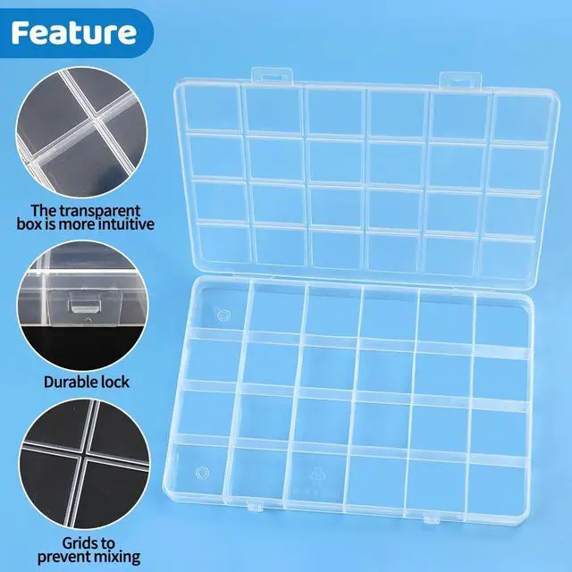Alt view image 3 of 6 - 24 Grids Bead Organizer, Craft Organizers and Storage, Acrylic Organizers, Plastic Bead Organizer Box for Crafts Organizing Storing