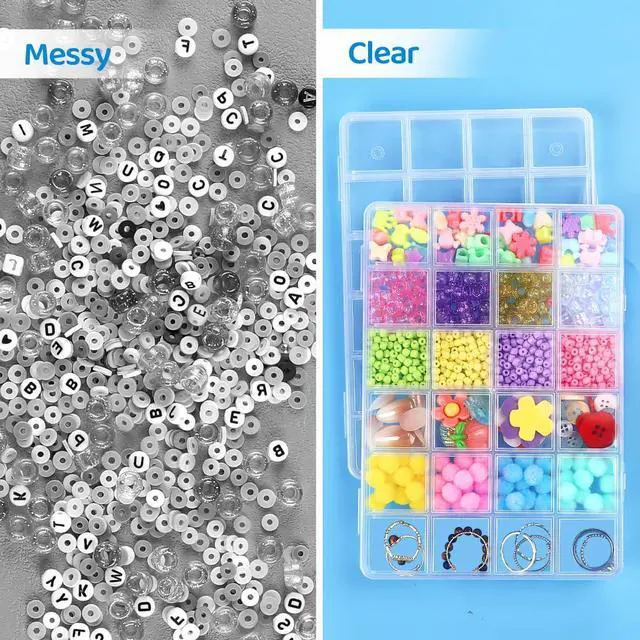 Alt view image 5 of 6 - 24 Grids Bead Organizer, Craft Organizers and Storage, Acrylic Organizers, Plastic Bead Organizer Box for Crafts Organizing Storing