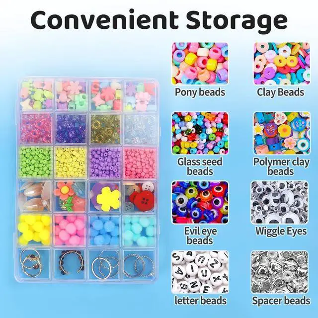 Alt view image 4 of 6 - 24 Grids Bead Organizer, Craft Organizers and Storage, Acrylic Organizers, Plastic Bead Organizer Box for Crafts Organizing Storing