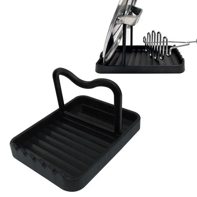Alt view image 2 of 5 - Plastic Spoon and Pot Lid Holder | Spoon Rest, Heat-Resistant, Multifunctional Spatula Holder, For Stovetop/Kitchen Counter
