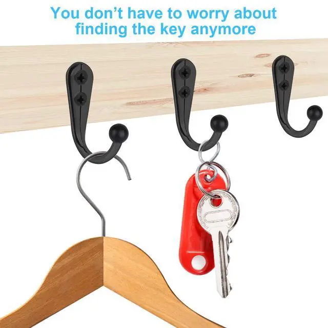Alt view image 3 of 7 - 10 PCS Coat Hooks Wall Mounted, Premium Black Metal Wall Hooks for Hanging Coats, Wall Hook, Coat Hook, Towel Hooks for Hat Keys Closet Bag Backpack Hanger Farmhouse with 20Screws