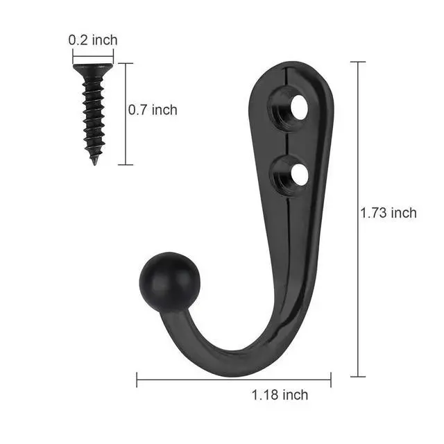 Alt view image 4 of 7 - 10 PCS Coat Hooks Wall Mounted, Premium Black Metal Wall Hooks for Hanging Coats, Wall Hook, Coat Hook, Towel Hooks for Hat Keys Closet Bag Backpack Hanger Farmhouse with 20Screws
