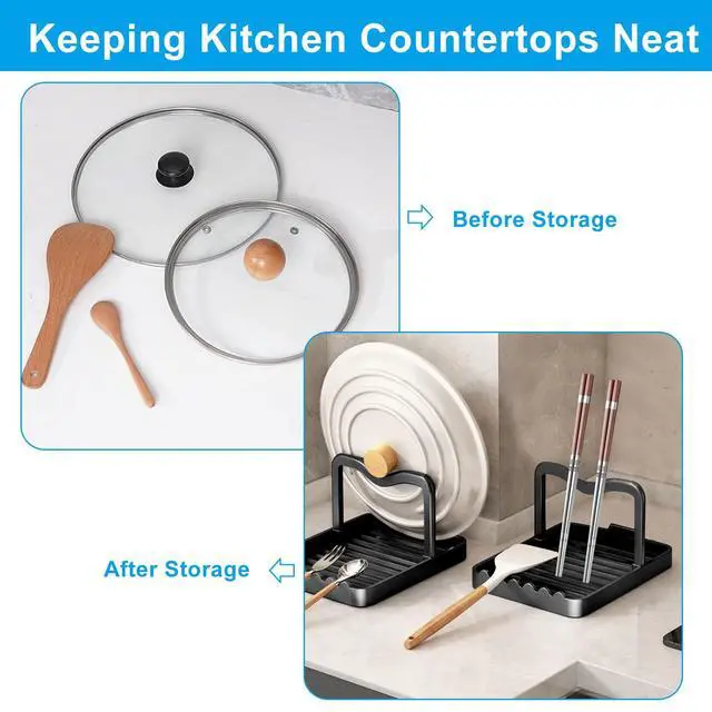 Alt view image 5 of 5 - Plastic Spoon and Pot Lid Holder | Spoon Rest, Heat-Resistant, Multifunctional Spatula Holder, For Stovetop/Kitchen Counter