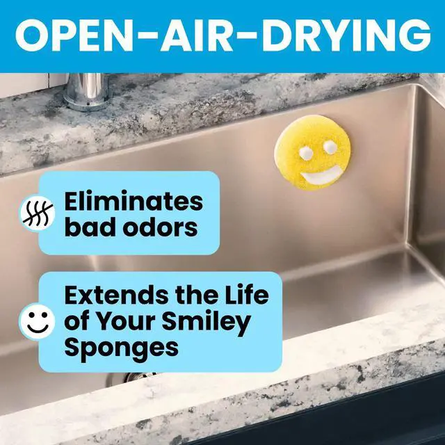 Alt view image 3 of 7 - Smiley Sponge Holder for Kitchen Sink - 14 Suction Cups | Open-basket scrub sponge caddy grips the sink with 14 strong suction cups - fits round & rectangular sponges