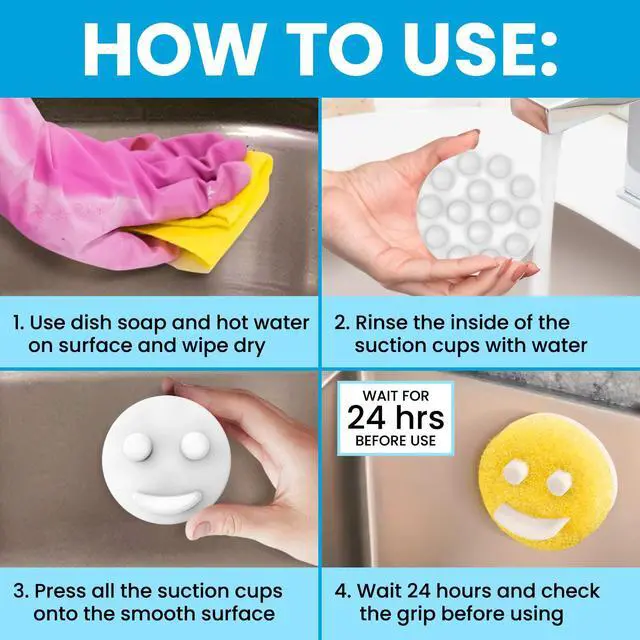 Alt view image 6 of 7 - Smiley Sponge Holder for Kitchen Sink - 14 Suction Cups | Open-basket scrub sponge caddy grips the sink with 14 strong suction cups - fits round & rectangular sponges