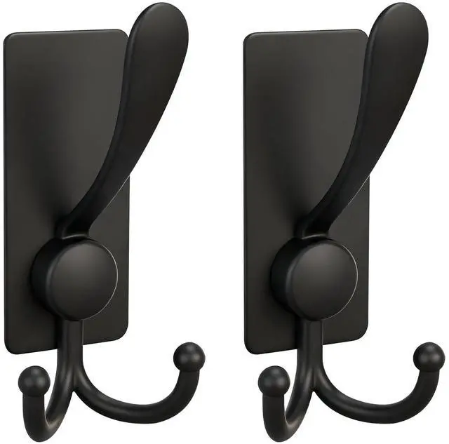 Main image of Hievil 2 Pack Adhesive Hooks, 8lb Stainless Steel Sticky Towel Hooks
