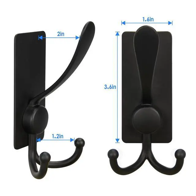 Alt view image 3 of 7 - Hievil 2 Pack Adhesive Hooks, 8lb Stainless Steel Sticky Towel Hooks