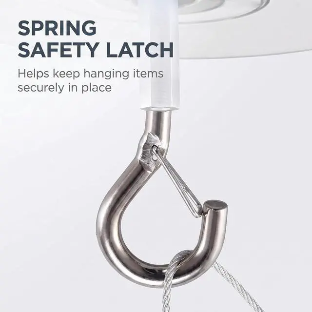 Alt view image 4 of 7 - Adhesive Ceiling Hooks with Safety Clasp, Stick-On Wall Hooks for Plants, Wind Chimes, Home Storage and Bathroom Decor