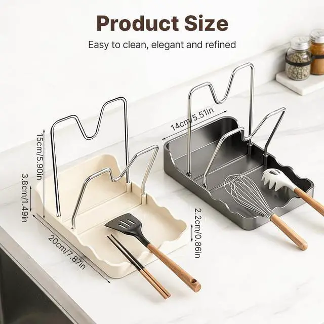 Alt view image 2 of 7 - Pot Lid Rack, Cutting Board & Utensil Holder Black | Space-saving rust-proof steel storage holds lids, boards, spoons and chopsticks