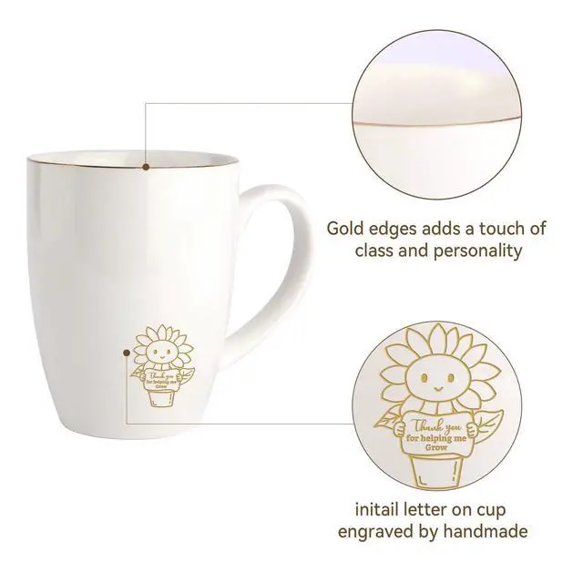 Alt view image 4 of 7 - HOME SMILE Teacher Appreciation Gifts for Women Coffee Mug-Thank You for Helping Me to Grow-Teacher Days of the Week Retirement Graduation Tea Cup for Teachers from Students,12 oz Ceramic