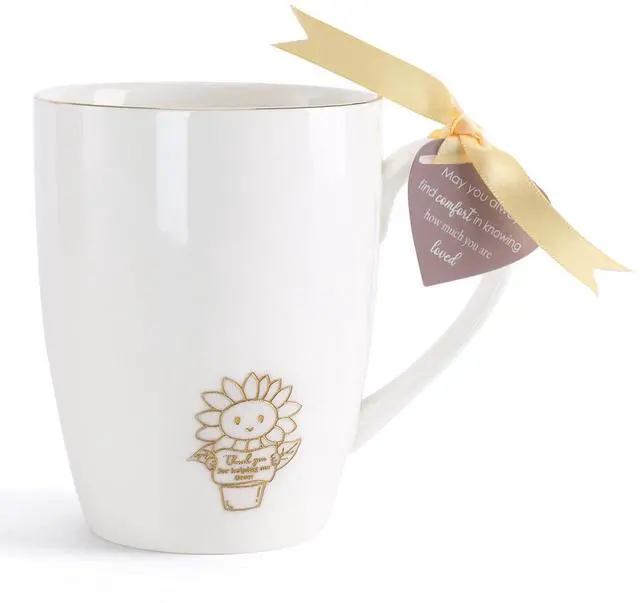 Main image of HOME SMILE Teacher Appreciation Gifts for Women Coffee Mug-Thank You for Helping Me to Grow-Teacher Days of the Week Retirement Graduation Tea Cup for Teachers from Students,12 oz Ceramic