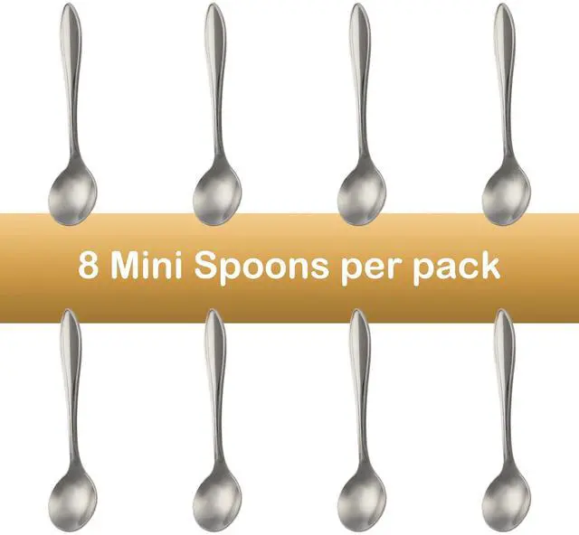 Alt view image 6 of 6 - 8 Pack 3.7 Tiny Small Spoons Mini Metal Powder Scoop | for Spices, Seasoning (Salt, Pepper, Sugar), Desserts, Party
