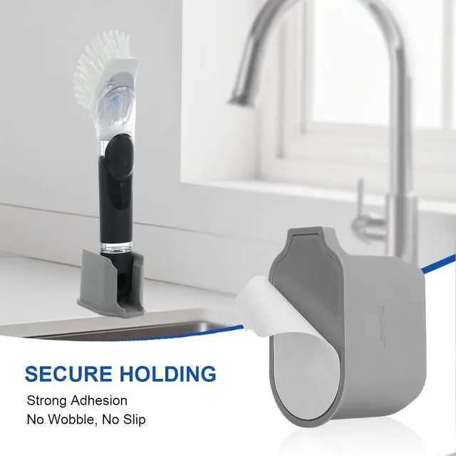 Alt view image 7 of 7 - Dish Brush Holder Compatible with OXO Soap Dispensing Brush (Old Version), Dish Wand Caddy Storage for Kitchen Sink Counter, Auto-Draining, Silicone